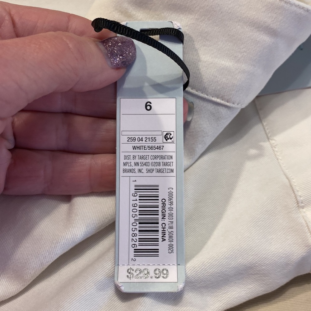 Prologue- white natural waist, wide leg crop pants with side pockets. - Picture 13 of 14